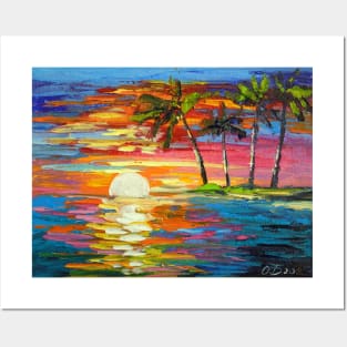 Dawn and palm trees Posters and Art